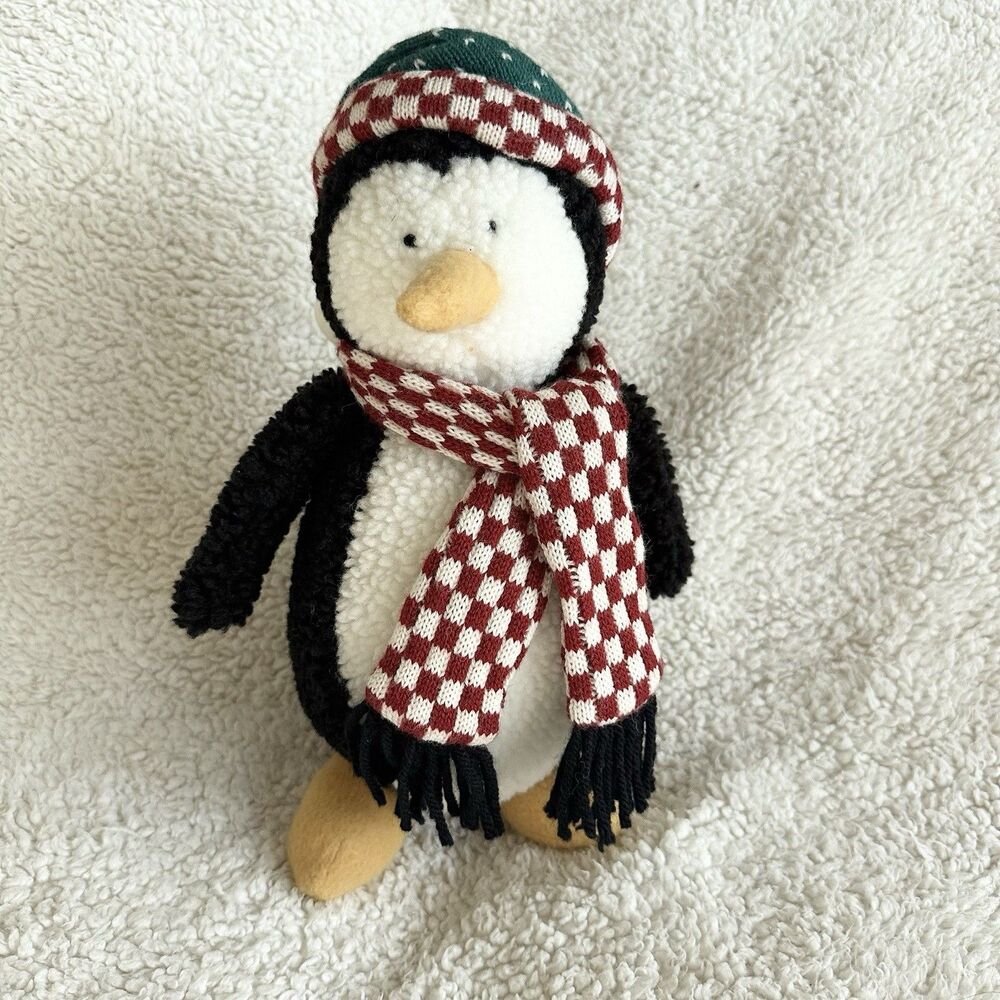 Vintage Commonwealth Penguin Plush Hat Scarf 13” Stuffed Animal Christmas Decor
